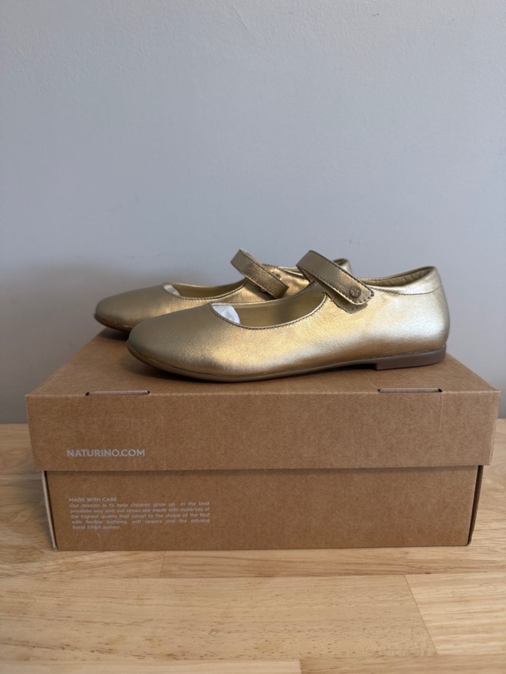 Naturino Gold Metallic Mary Jane Flats for Kids